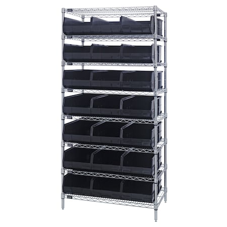 Quantum Storage Systems Stackable Shelf Bin Steel Shelving Systems WR8-445BK